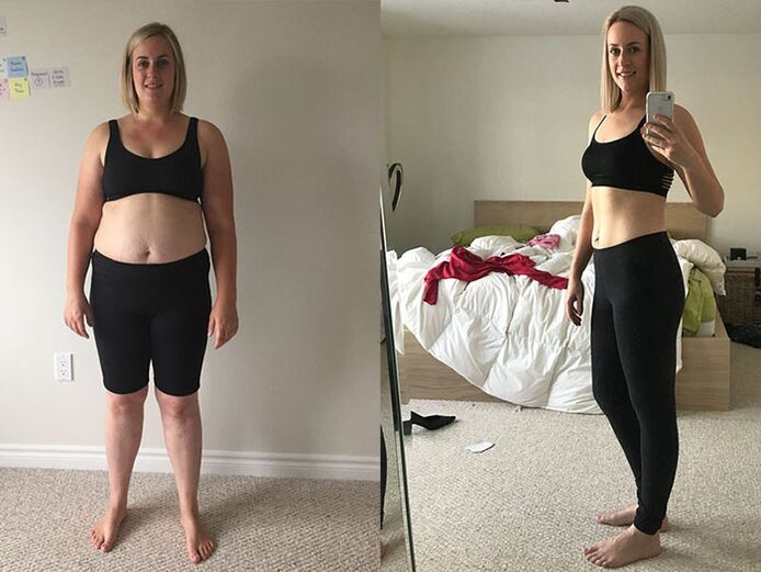 Vor und nach extremem Gewichtsverlust in einer Woche zu Hause